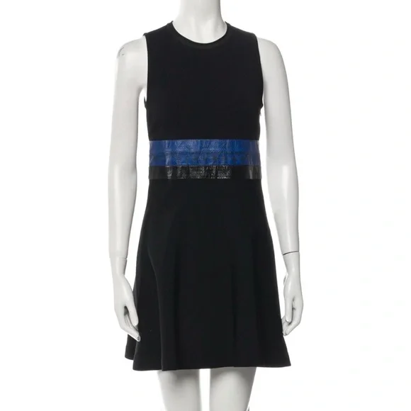 PROENZA SCHOULER $990 Retail Black Rattlesnake Trim Fit & Flare Dress, Size XS